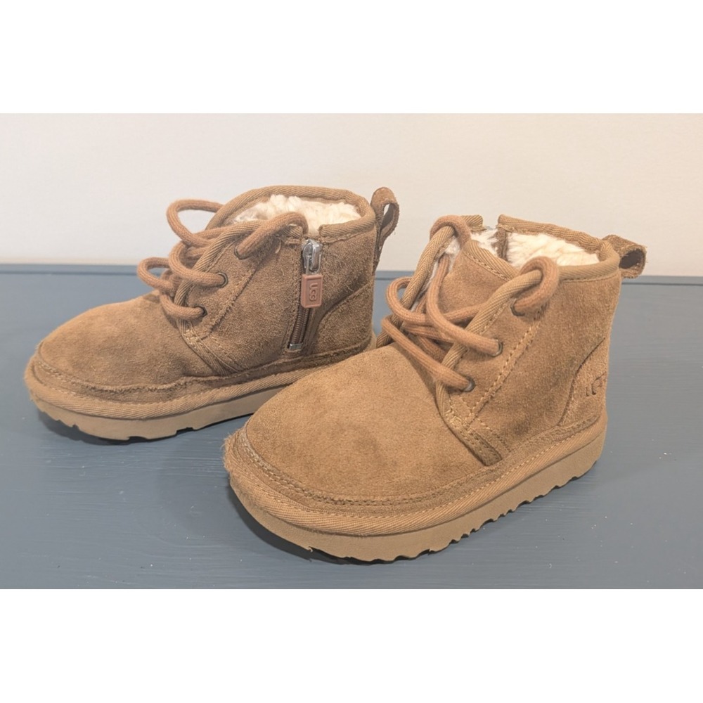 UGG Neumel II Chestnut Suede Side Zip Ankle Boots Toddler Size 9 1017320T